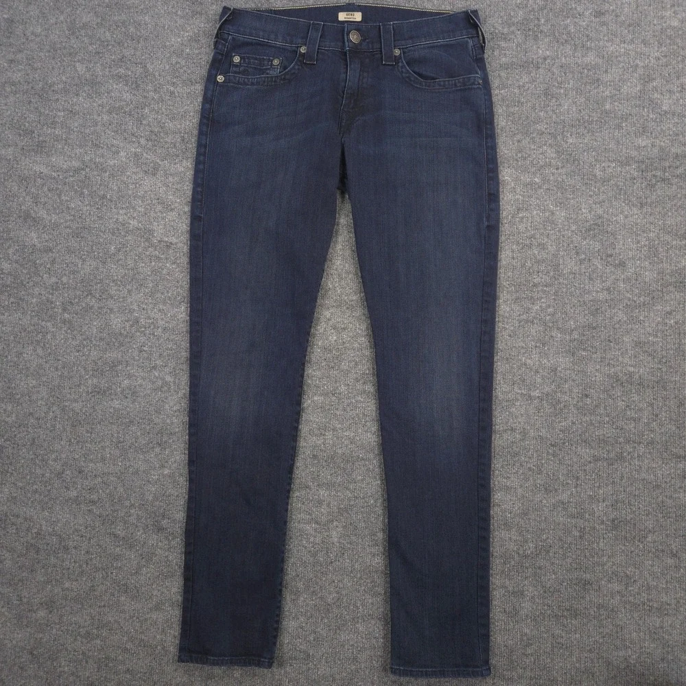 True Religion Jeans Mens 32X33 Blue Gino Relaxed Slim Stretch Dark Wash Denim